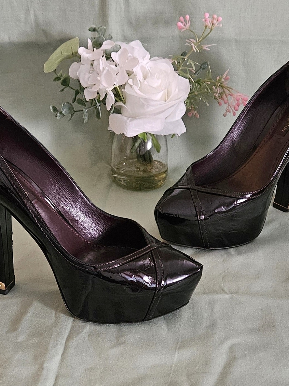 Louis Vuitton Plum Patent PVC  Platform Pump Heels Size 6.5 US